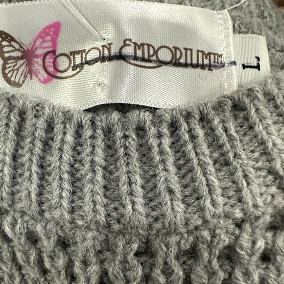 Cotton Emporium Grey Waffle Knit Sweater Size L - Picture 3 of 3